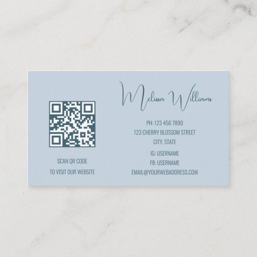 QR Code Abstracte Art Wave Initialen Visitekaartje (Achterkant)