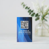 QR-code | Abstracte blauwe achtergrond Visitekaartje (Staand voorkant)