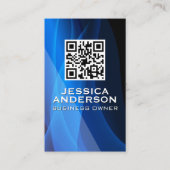 QR-code | Abstracte blauwe achtergrond Visitekaartje (Voorkant)