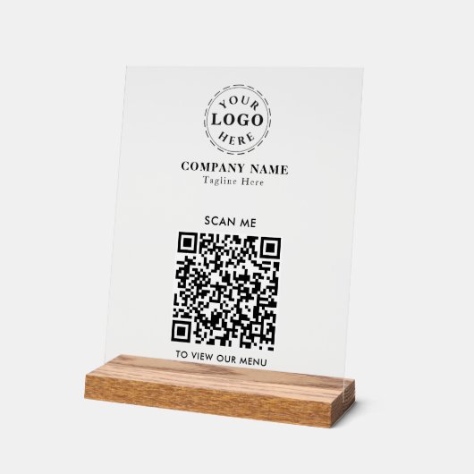 QR-code Acryl Sign – Modern afrekenmenu Acryl Bord (Hoek)