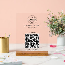 QR-code Acryl Sign – Modern afrekenmenu Bord