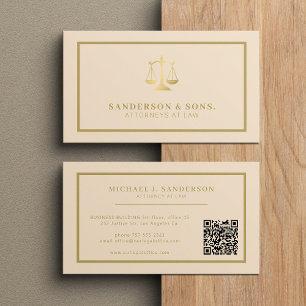 QR-code advocaat jurist professioneel goud beige Visitekaartje