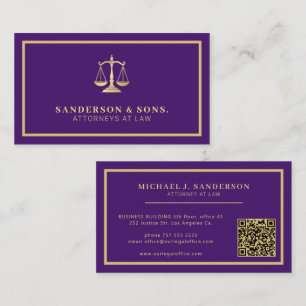 QR-code advocaat jurist professioneel goud paars Visitekaartje
