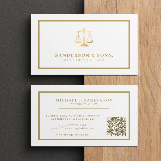 QR-code advocaat jurist professioneel goud wit Visitekaartje