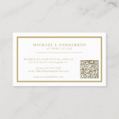 QR-code advocaat jurist professioneel goud wit Visitekaartje (Achterkant)