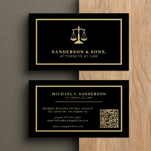 QR-code advocaat jurist professioneel goud zwart Visitekaartje
