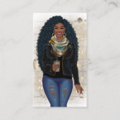 QR-code Afrikaanse Amerikaanse Haarstylist Visitekaartje (Voorkant)