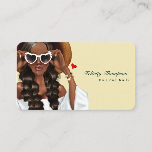 QR-code Afrikaanse Amerikaanse Haarstylist Visitekaartje (Voorkant)