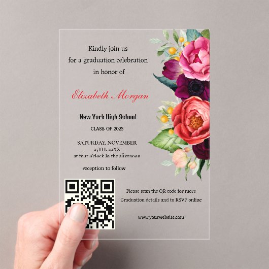 QR Code Afstuderen 2025 Acryl Uitnodigingen (Insitu (Draagbaar))