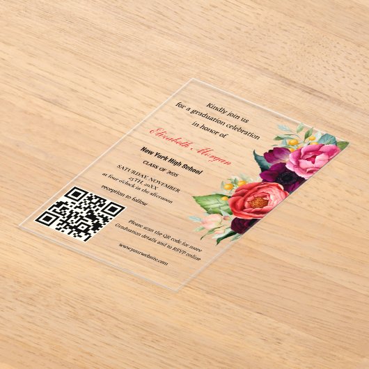 QR Code Afstuderen 2025 Acryl Uitnodigingen (Laagn)