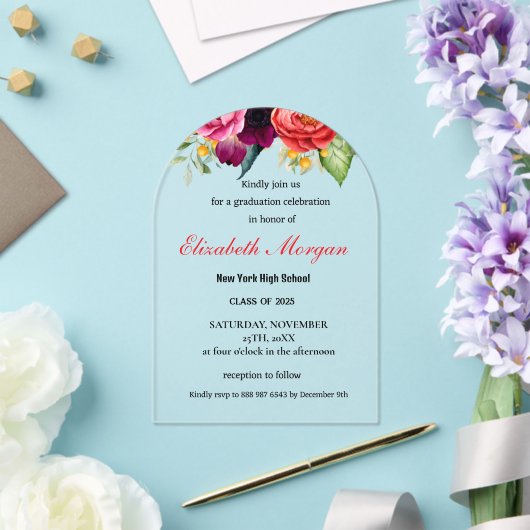 QR Code Afstuderen 2025 Acryl Uitnodigingen (Insitu (Huwelijk))