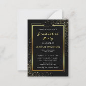 QR Code Afstuderen Invitation Zwart Goud Ontwerp Notitiekaartje (Voorkant)