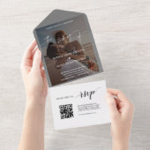 QR Code Airy Greenery Foto Weddenschap All In One Uitnodiging (Afscheurbaar)