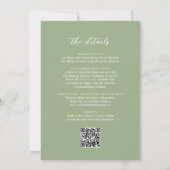 QR Code All in One Sage Green Photo Script Wedding Kaart (Achterkant)
