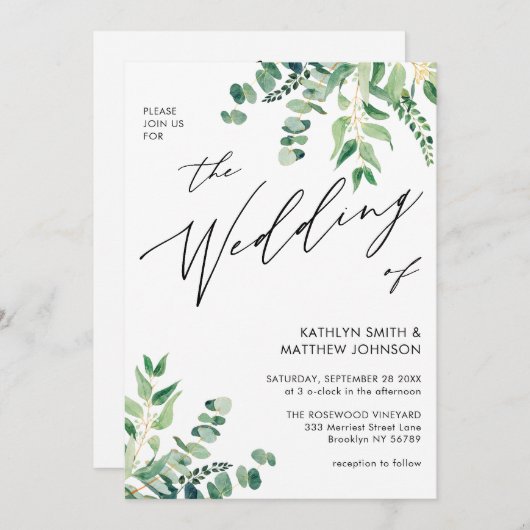 QR-code allemaal in één eucalyptusbruinhuwelijk Kaart (Voorkant / Achterkant)