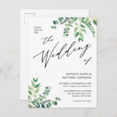 QR-code allemaal in één eucalyptusbruinhuwelijk Uitnodiging Briefkaart (Voorkant / Achterkant)