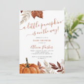 QR-code alles in één herfst baby shower Kaart (Staand voorkant)