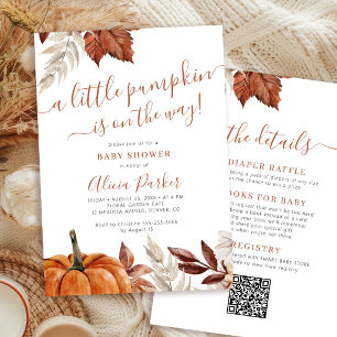 QR-code alles in één herfst baby shower Kaart