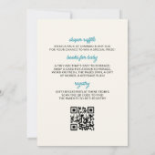 QR-code Alles in één Hier komt het Baby shower van Kaart (Achterkant)