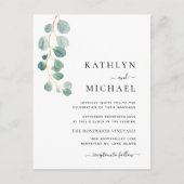 QR-code alles in één moderne eucalyptus groene bru Uitnodiging Briefkaart (Voorkant)