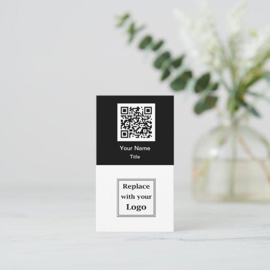 QR Code And Business Logo Business Cards Vertical Visitekaartje (Staand voorkant)