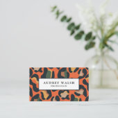 QR CODE Animal Skin Leopard spot aarde kleuren Visitekaartje (Staand voorkant)