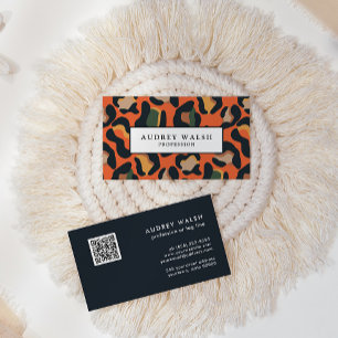 QR CODE Animal Skin Leopard spot aarde kleuren Visitekaartje