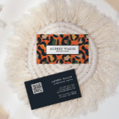 QR CODE Animal Skin Leopard spot aarde kleuren Visitekaartje