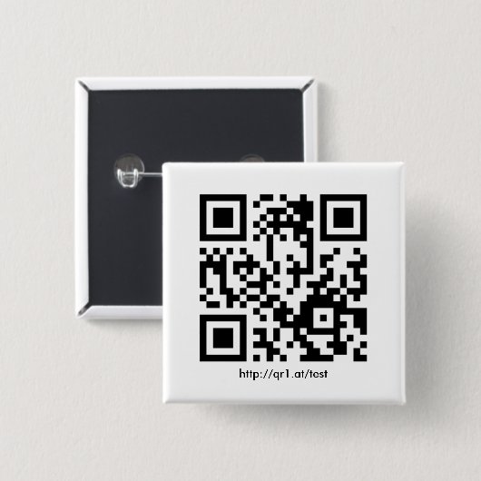 QR Code Anstecknadel quadratisch Vierkante Button 5,1 Cm (Voorkant /achterkant)