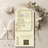 QR Code Antiek Art Nouveau bruiloft All In One Uitnodiging
