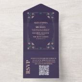 QR Code Antieke Bibliotheekboek Bruiloft All In One Uitnodiging (Binnen)