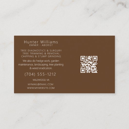 QR Code Arborists Forest Tree Care Landscapage Visitekaartje (Achterkant)