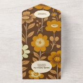 QR Code Arch Moderne Retro 70s Bloemen Bruiloft All In One Uitnodiging (Buitenkant)