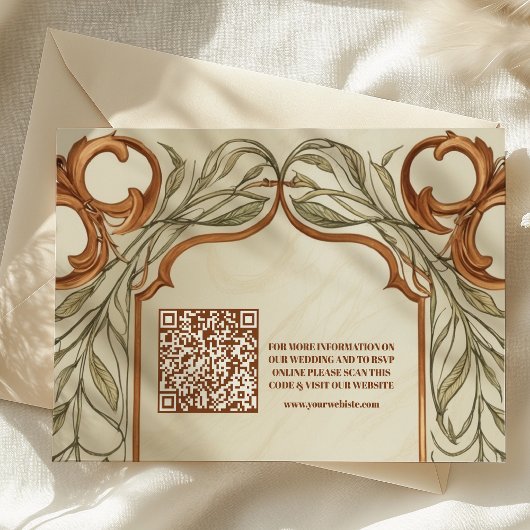QR Code Art Nouveau Elegante Botanische bruiloft Informatiekaartje