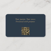 QR Code Attorney at Law Navy Blue Gold Visitekaartje (Achterkant)