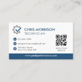 QR Code Auto Mechanic Service Reparatie Profession Visitekaartje (Achterkant)