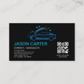 QR Code Autowas & Detailservice Blauwe Luxe Stijl Visitekaartje (Achterkant)