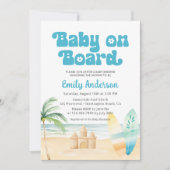 QR Code Baby aan boord Surfboard Beach Shower Boy Kaart (Voorkant)
