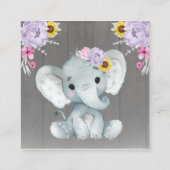 QR Code Baby Elephant Registry Paars Roze Geel Informatiekaartje (Achterkant)