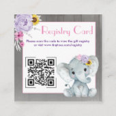 QR Code Baby Elephant Registry Paars Roze Geel Informatiekaartje (Voorkant)