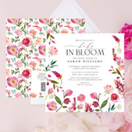 QR code Baby in bloei Waterverf bloemendouche Kaart