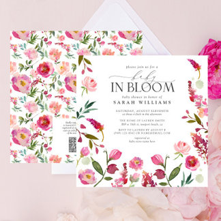QR code Baby in bloei Waterverf bloemendouche Kaart