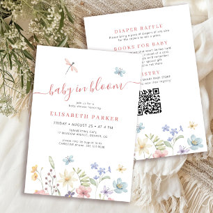 QR-code baby in bloei wilde bloem baby girl shower Kaart