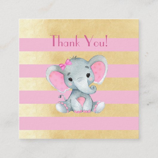 QR Code Baby Olifantregister Gouden Roze Kaart (Achterkant)