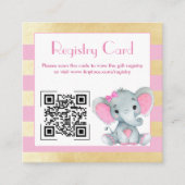 QR Code Baby Olifantregister Gouden Roze Kaart (Voorkant)