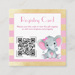 QR Code Baby Olifantregister Gouden Roze Kaart