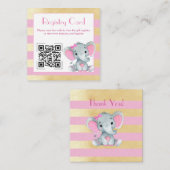 QR Code Baby Olifantregister Gouden Roze Kaart (Voorkant / Achterkant)