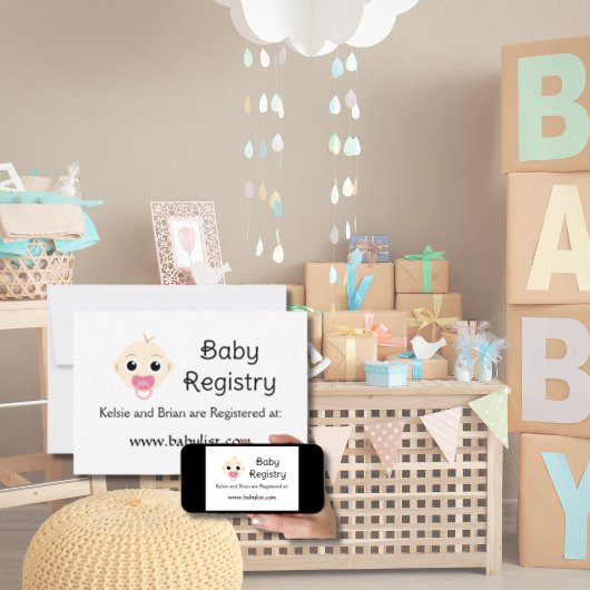 QR Code Baby Registry Girl Shower Kaart