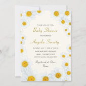 QR Code Baby shower Invitation met Daisy Flowers (Voorkant)