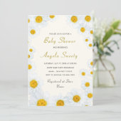 QR Code Baby shower Invitation met Daisy Flowers (Staand voorkant)